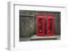 Classic Red British Telephone Box in Edinburgh, Scotland-Lisa_A-Framed Photographic Print