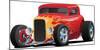 Classic Red Custom Street Rod Car with Hotrod Flames and Chrome Rims Isolated Vector Illustration-hobrath-Mounted Photographic Print
