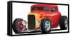 Classic Red Custom Street Rod Car with Hotrod Flames and Chrome Rims Isolated Vector Illustration-hobrath-Framed Stretched Canvas