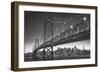 Classic San Francisco in Black and White, Bay Bridge at Night-Vincent James-Framed Premium Photographic Print