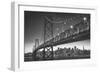 Classic San Francisco in Black and White, Bay Bridge at Night-Vincent James-Framed Premium Photographic Print