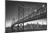 Classic San Francisco in Black and White, Bay Bridge at Night-Vincent James-Mounted Premium Photographic Print