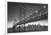 Classic San Francisco in Black and White, Bay Bridge at Night-Vincent James-Framed Photographic Print