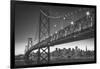 Classic San Francisco in Black and White, Bay Bridge at Night-Vincent James-Framed Photographic Print