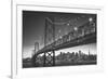 Classic San Francisco in Black and White, Bay Bridge at Night-Vincent James-Framed Photographic Print