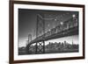 Classic San Francisco in Black and White, Bay Bridge at Night-Vincent James-Framed Photographic Print