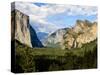 Classic Tunnel-View, Bridalveil Falls, El Capitan and Half Dome, Yosemite, California, USA-Tom Norring-Stretched Canvas