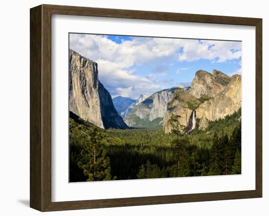 Classic Tunnel-View, Bridalveil Falls, El Capitan and Half Dome, Yosemite, California, USA-Tom Norring-Framed Premium Photographic Print