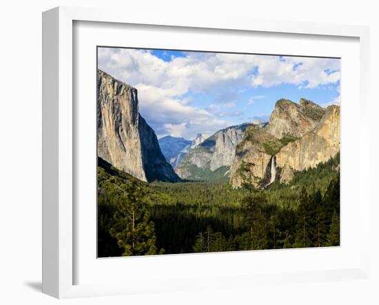 Classic Tunnel-View, Bridalveil Falls, El Capitan and Half Dome, Yosemite, California, USA-Tom Norring-Framed Premium Photographic Print