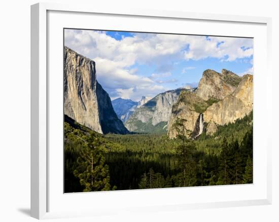 Classic Tunnel-View, Bridalveil Falls, El Capitan and Half Dome, Yosemite, California, USA-Tom Norring-Framed Photographic Print