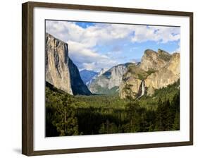 Classic Tunnel-View, Bridalveil Falls, El Capitan and Half Dome, Yosemite, California, USA-Tom Norring-Framed Photographic Print