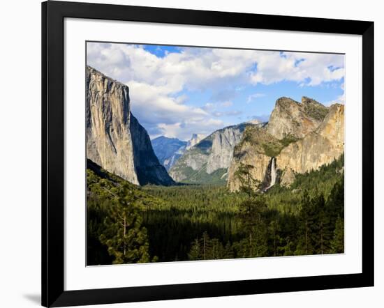 Classic Tunnel-View, Bridalveil Falls, El Capitan and Half Dome, Yosemite, California, USA-Tom Norring-Framed Photographic Print