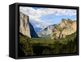 Classic Tunnel-View, Bridalveil Falls, El Capitan and Half Dome, Yosemite, California, USA-Tom Norring-Framed Stretched Canvas