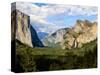 Classic Tunnel-View, Bridalveil Falls, El Capitan and Half Dome, Yosemite, California, USA-Tom Norring-Stretched Canvas