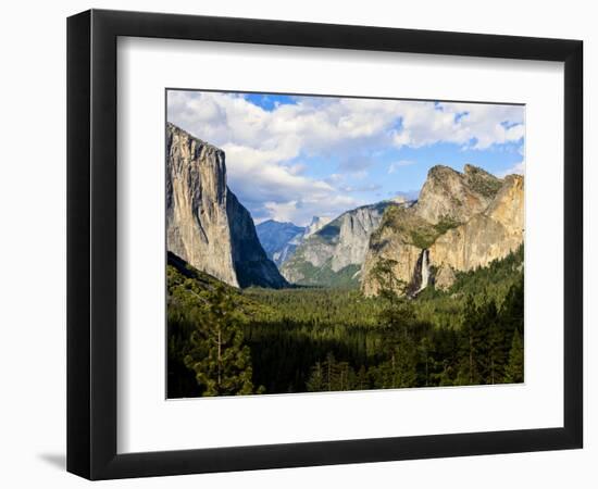 Classic Tunnel-View, Bridalveil Falls, El Capitan and Half Dome, Yosemite, California, USA-Tom Norring-Framed Photographic Print