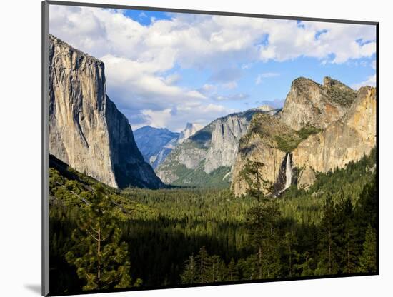 Classic Tunnel-View, Bridalveil Falls, El Capitan and Half Dome, Yosemite, California, USA-Tom Norring-Mounted Photographic Print