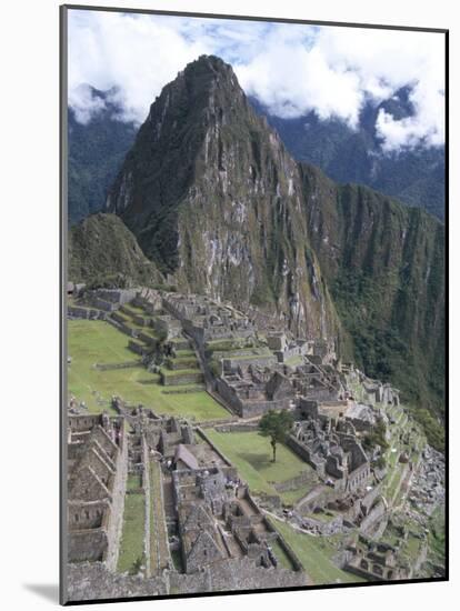 Classic View from Funerary Rock of Inca Town Site, Machu Picchu, Unesco World Heritage Site, Peru-Tony Waltham-Mounted Photographic Print