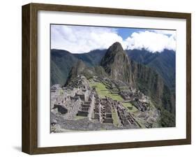 Classic View from Funerary Rock of Inca Town Site, Machu Picchu, Unesco World Heritage Site, Peru-Tony Waltham-Framed Photographic Print