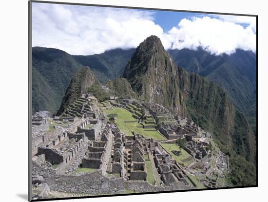 Classic View from Funerary Rock of Inca Town Site, Machu Picchu, Unesco World Heritage Site, Peru-Tony Waltham-Mounted Photographic Print