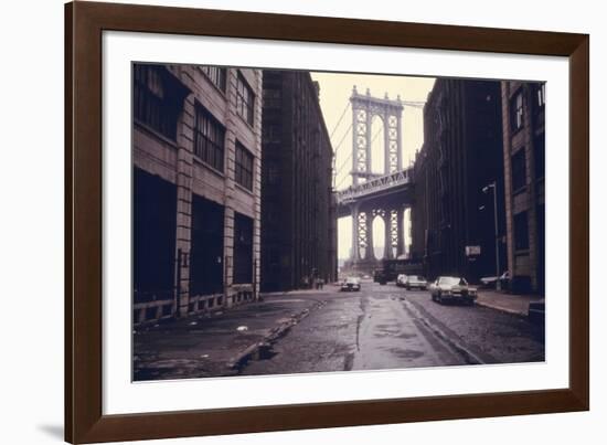 Classic View of the Manhattan Bridge Tower in Brooklyn. June 1974-null-Framed Photo