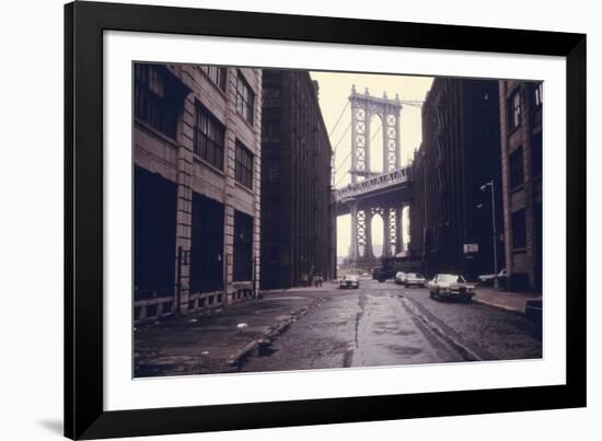 Classic View of the Manhattan Bridge Tower in Brooklyn. June 1974-null-Framed Photo