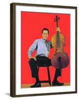 Classical Cellist Yo-Yo Ma Sitting with Cello in Smiling, Full Length Portrait-Ted Thai-Framed Premium Photographic Print