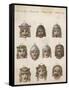 Classical Greek Actors' Masks Depicting Various Expressions and Emotions-null-Framed Stretched Canvas