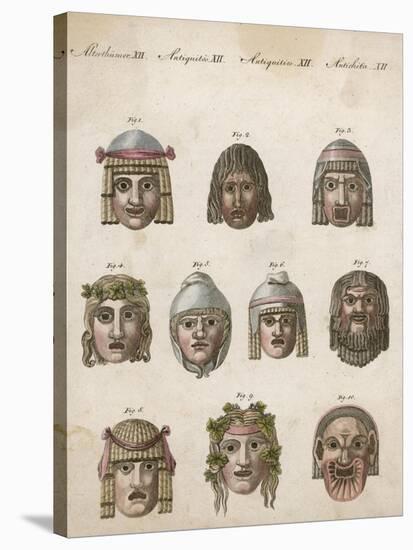 Classical Greek Actors' Masks Depicting Various Expressions and Emotions-null-Stretched Canvas