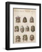 Classical Greek Actors' Masks Depicting Various Expressions and Emotions-null-Framed Art Print