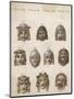 Classical Greek Actors' Masks Depicting Various Expressions and Emotions-null-Mounted Art Print