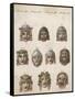 Classical Greek Actors' Masks Depicting Various Expressions and Emotions-null-Framed Stretched Canvas