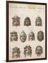 Classical Greek Actors' Masks Depicting Various Expressions and Emotions-null-Framed Art Print