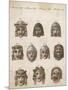 Classical Greek Actors' Masks Depicting Various Expressions and Emotions-null-Mounted Art Print