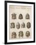 Classical Greek Actors' Masks Depicting Various Expressions and Emotions-null-Framed Art Print