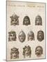 Classical Greek Actors' Masks Depicting Various Expressions and Emotions-null-Mounted Art Print