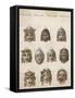 Classical Greek Actors' Masks Depicting Various Expressions and Emotions-null-Framed Stretched Canvas