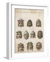 Classical Greek Actors' Masks Depicting Various Expressions and Emotions-null-Framed Art Print