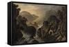 Classical Landscape with Cascade-Robert Adam-Framed Stretched Canvas