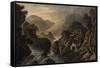 Classical Landscape with Cascade-Robert Adam-Framed Stretched Canvas