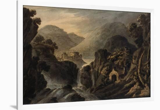 Classical Landscape with Cascade-Robert Adam-Framed Giclee Print