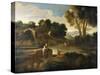 Classical Landscape with Figures (Oil on Canvas)-Gaspard Poussin Dughet-Stretched Canvas