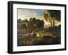 Classical Landscape with Figures (Oil on Canvas)-Gaspard Poussin Dughet-Framed Giclee Print