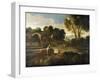 Classical Landscape with Figures (Oil on Canvas)-Gaspard Poussin Dughet-Framed Giclee Print