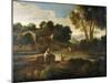 Classical Landscape with Figures (Oil on Canvas)-Gaspard Poussin Dughet-Mounted Giclee Print