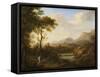 Classical River Landscape with Cattle and Figures-Gaetano Tambroni-Framed Stretched Canvas