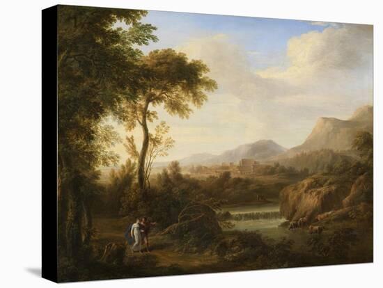 Classical River Landscape with Cattle and Figures-Gaetano Tambroni-Stretched Canvas