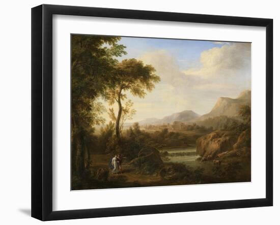 Classical River Landscape with Cattle and Figures-Gaetano Tambroni-Framed Art Print