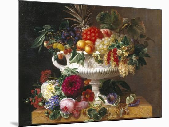 Classical Urn with Gooseberries, Apricots, Nuts and Currants-Johan Laurentz Jensen-Mounted Giclee Print