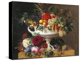 Classical Urn with Gooseberries, Apricots, Nuts and Currants-Johan Laurentz Jensen-Stretched Canvas