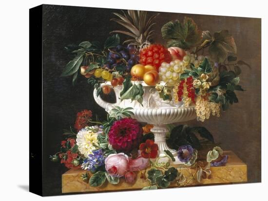 Classical Urn with Gooseberries, Apricots, Nuts and Currants-Johan Laurentz Jensen-Stretched Canvas